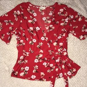 red floral  top
